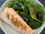 #BellLetsTalk: Salmon with Toasted Walnuts and Spinach Salad with Blueberry Balsamic Vinaigrette